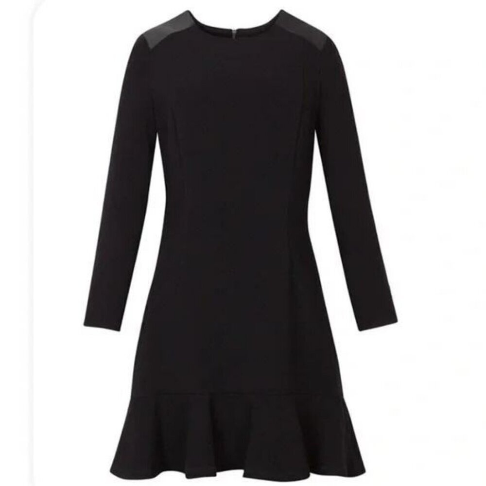SANDRO Wool Blend Metallic Faux Leather Dress Size 6 - Picture 3 of 11